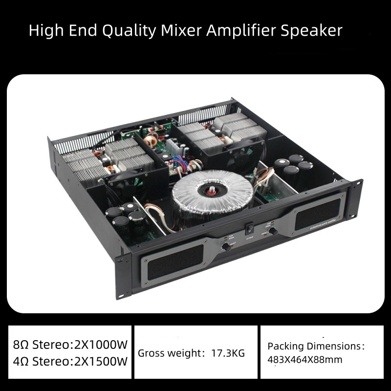 High End Quality Mixer Amplifier Speaker Pro Sound Equipment Audio 2U High Power Two Channel 2X1500W Peak Sound Amplifiers Audio