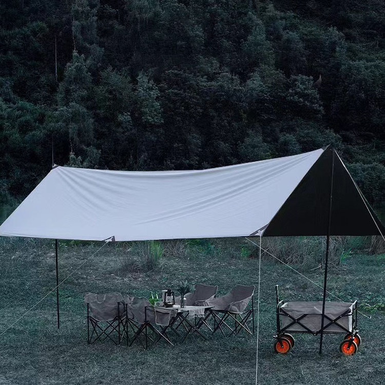 High Quality Large Shelter Sun Shade Rain Fly Camping Tarp With Tent Pole Beach Tent Portable Sun Shelter