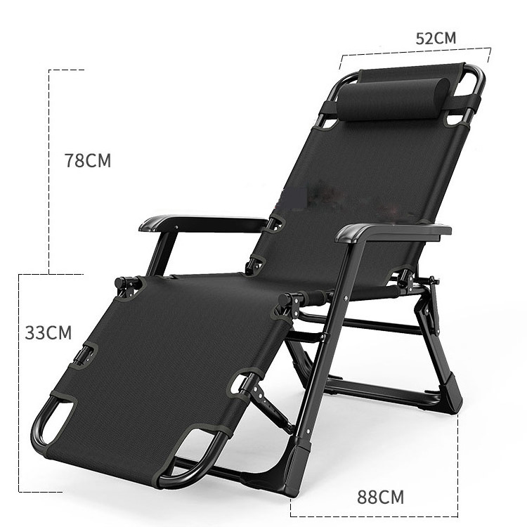 Outdoor Steel Pipe Folding Beach Camping Chair Bed 5 Gears Adjustable Hospital Escort Office Rest Bed