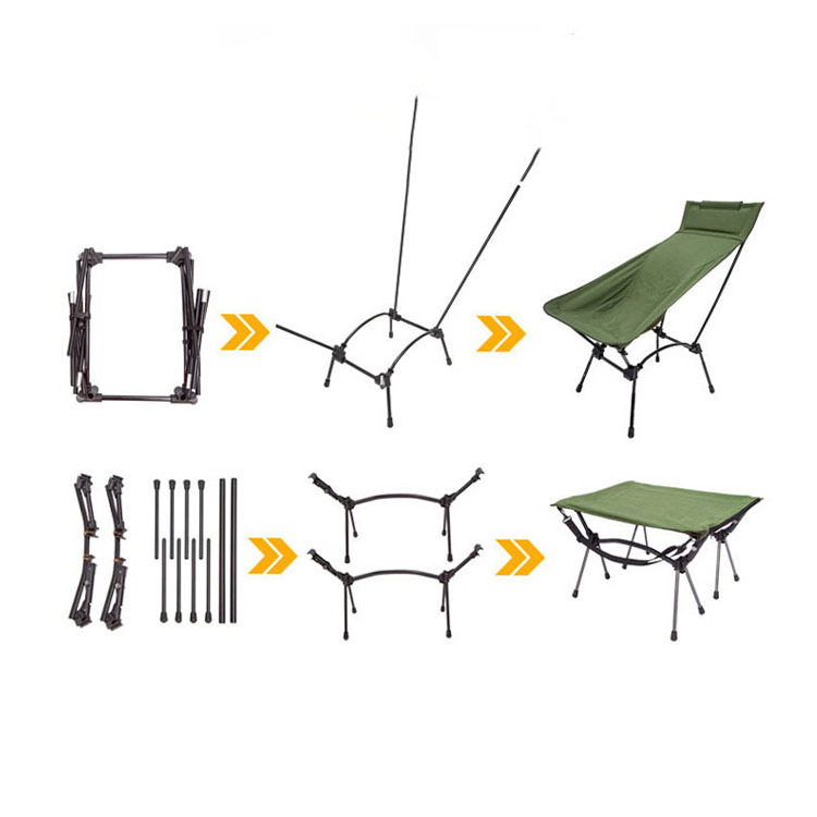 Factory Price Lightweight Portable Folding Event Lawn Sleeping Chair with mini Table Set