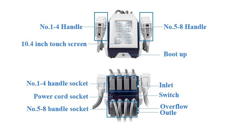 Portable 8 IN 1 Cryolipolysis Plate Cryotherapy Machine Cool Slimming Body Fat Reduction Cryolipolyse Machine