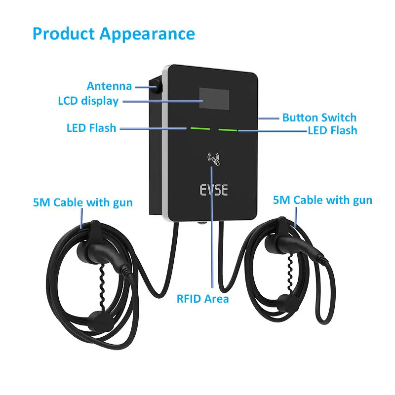 15Kw 24Kw Ac 22 Kw Ev Car Charger Portable Charging Stations Level 2 Evse Wallbox For Vw Byd Tesla Commercial Ev Charger