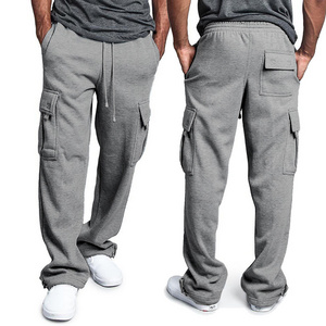 2024 Mens Sweatpants Straight Fit Joggers for Sports and Streetwear Loose Oversized Drawstring Long Pants Men Multi-pocket Pants