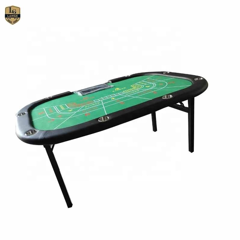 LANGE Hot Sale Folding Legs Baccarat Poker Table With Custom Logo And Table Felt