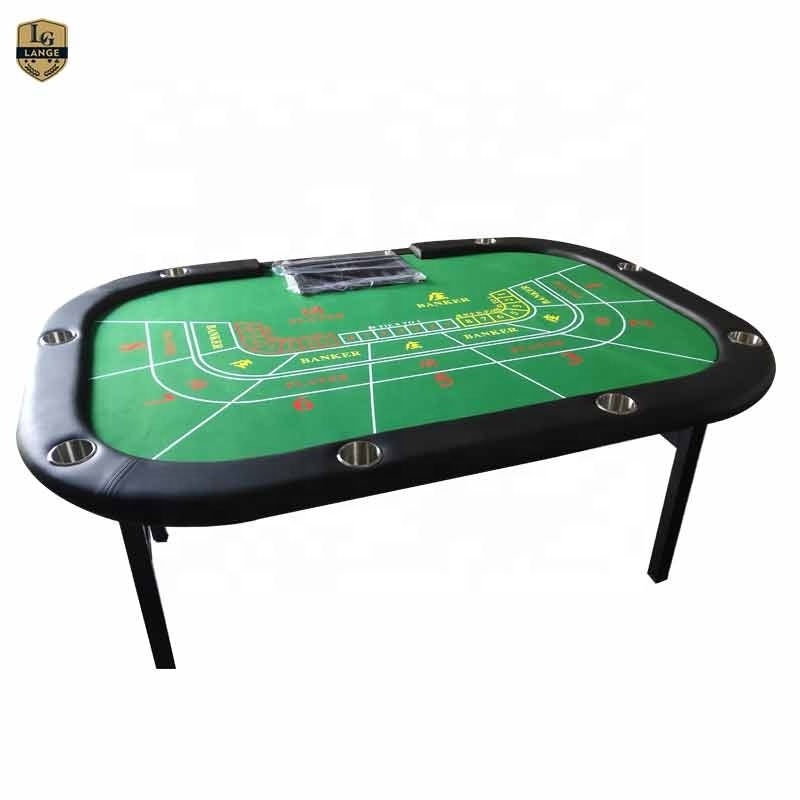 LANGE Hot Sale Folding Legs Baccarat Poker Table With Custom Logo And Table Felt