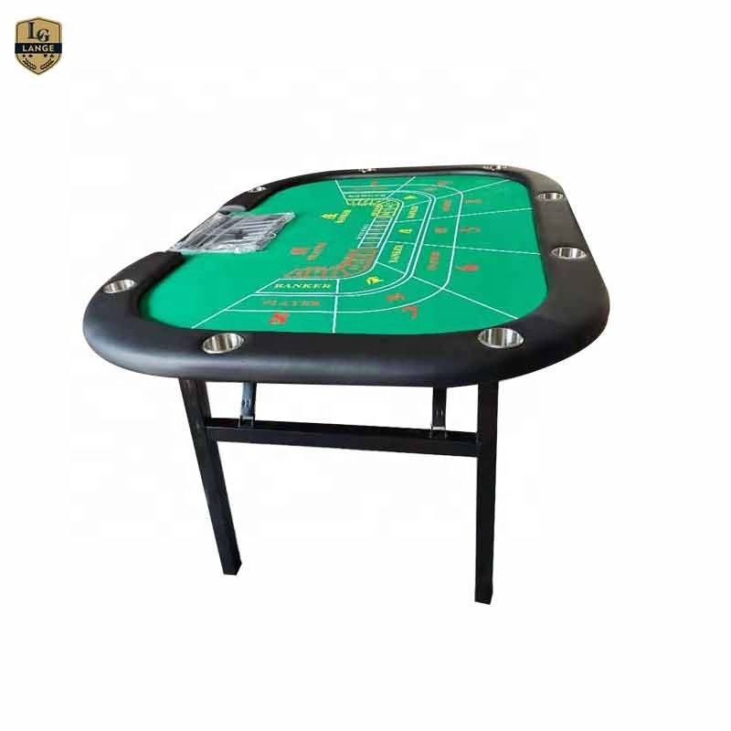 LANGE Hot Sale Folding Legs Baccarat Poker Table With Custom Logo And Table Felt