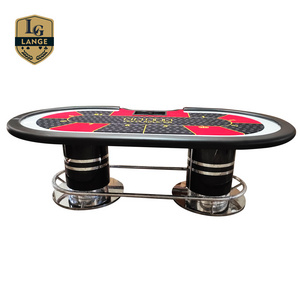 Luxury Big Rectangle Poker Table with Dealer Texas Hold'em Poker Table For Sale