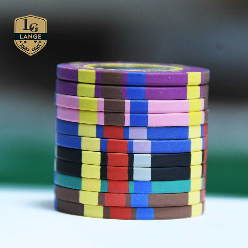 Lange 14gram Ceramic Curved Poker Chips Custom Unique Mold Showdown Poker Chips