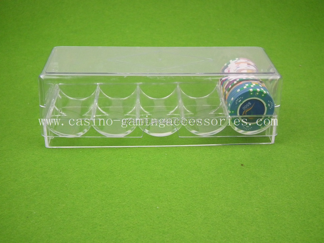 100pcs Capacity Acrylic Poker Chip Floats 40mm Casino Chip Tray with Cover