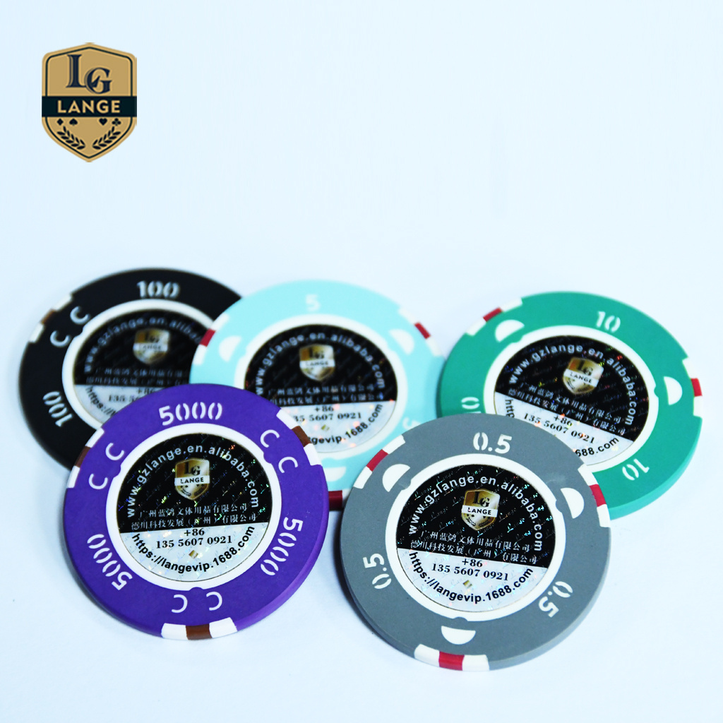 Lange Ceramic Magnetic Poker Chip Personalize Security Poker Chip with Golden Trim Sticker