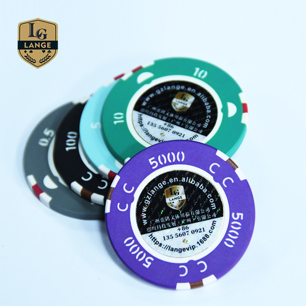 Lange Ceramic Magnetic Poker Chip Personalize Security Poker Chip with Golden Trim Sticker