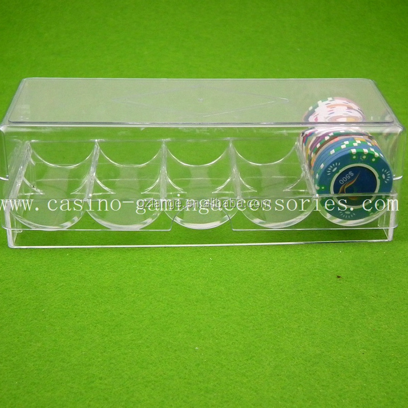 100pcs Capacity Acrylic Poker Chip Floats 40mm Casino Chip Tray with Cover