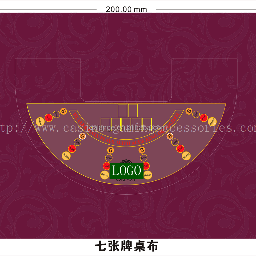 Wholesale New Customized Baccarat Layout Poker Casino Table Cloth Felt