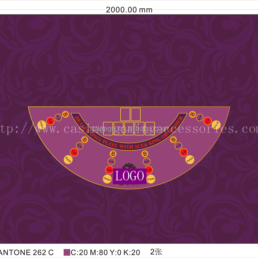 Wholesale New Customized Baccarat Layout Poker Casino Table Cloth Felt