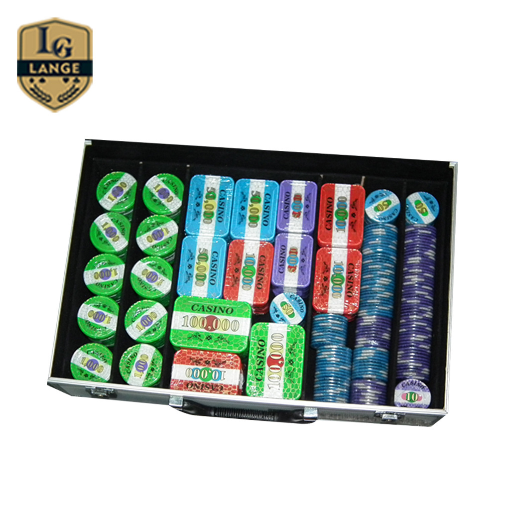 Casino Supplies Sublimation Printing Custom Crystal poker chip set with UV light