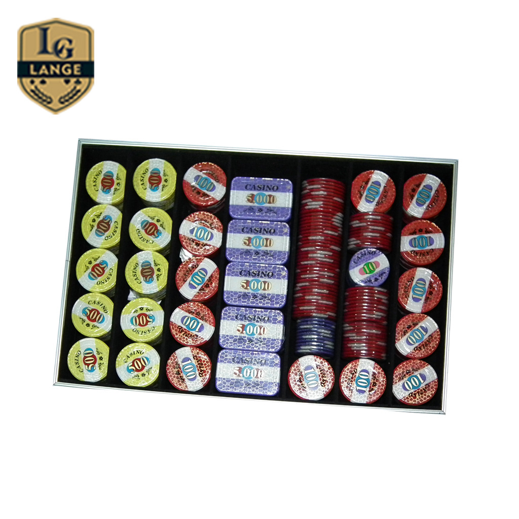 Casino Supplies Sublimation Printing Custom Crystal poker chip set with UV light