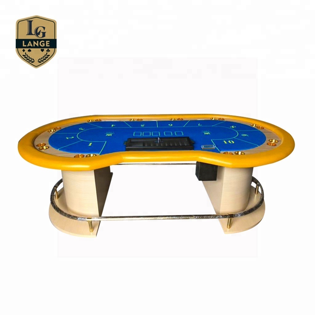 High Grade MDF Wood Oval Casino Poker Table Convertible 10 Player Poker Table