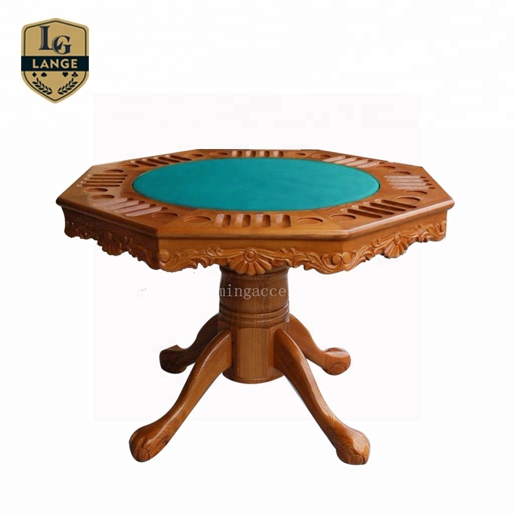 53 Inch Octagon Cheap Poker Table with Solid Wooden Table Leg and Wood Cover