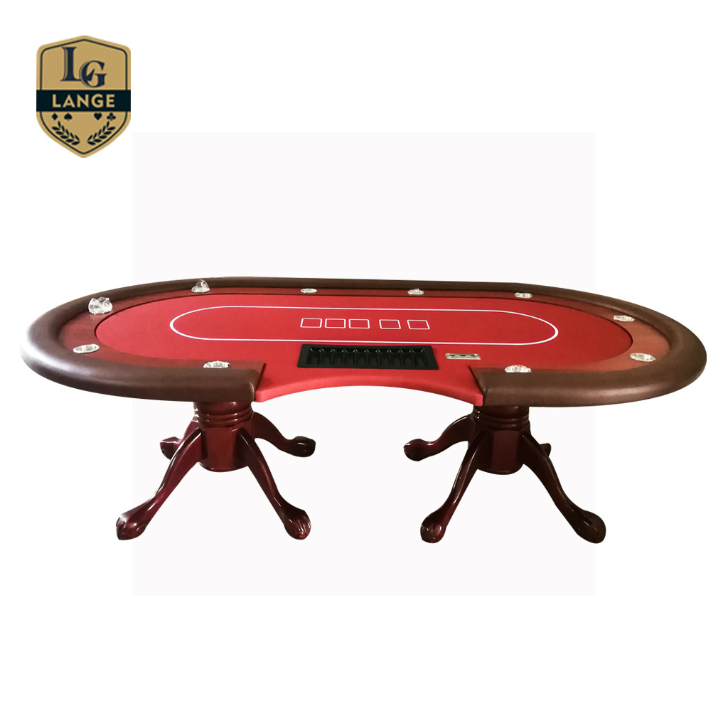 Square Poker Card Table New Poker Table 10 Player with Dealer Cover Wood Tiger Leg