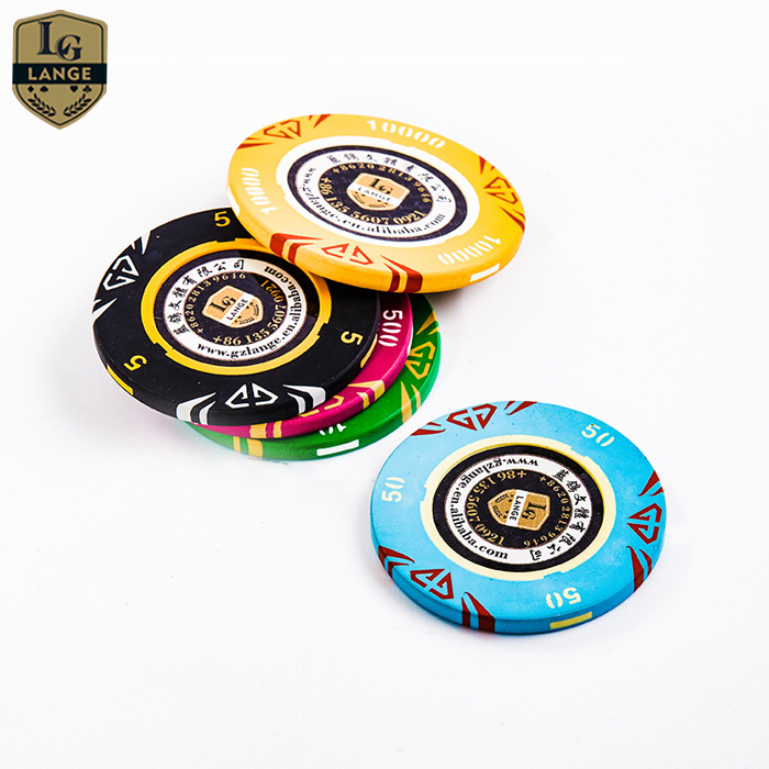 14 Gram Clay 3-Tone Metal Coin Insert Poker Chips With Customized Logo And Value