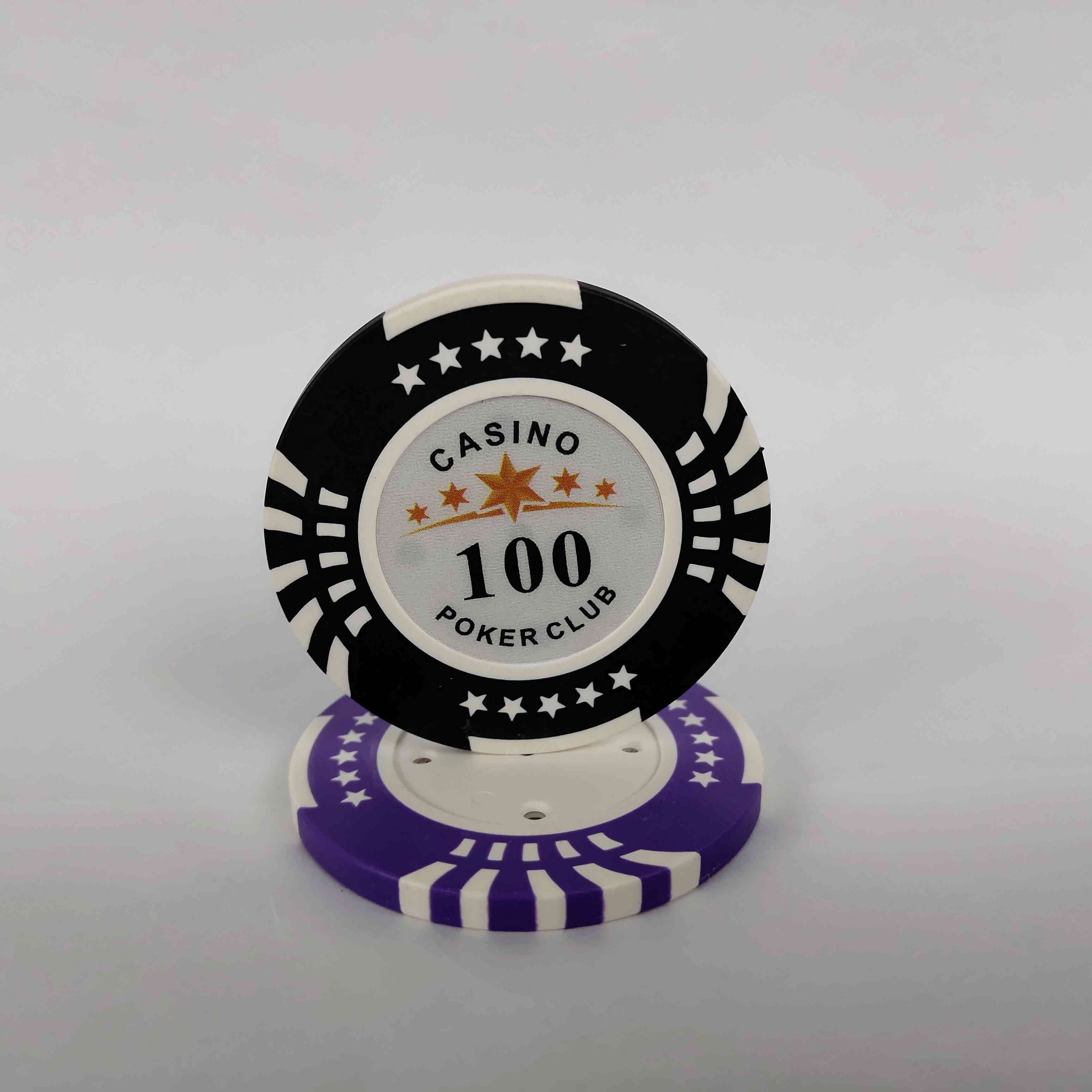 New Star Design Non Poker Chips With Custom Logo And Denomination With Metal Coin Insert