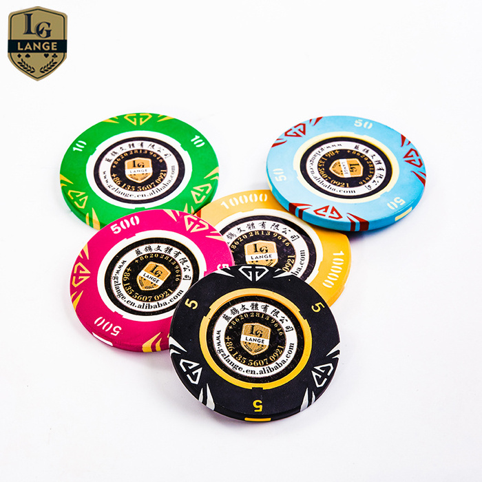 14 Gram Clay 3-Tone Metal Coin Insert Poker Chips With Customized Logo And Value