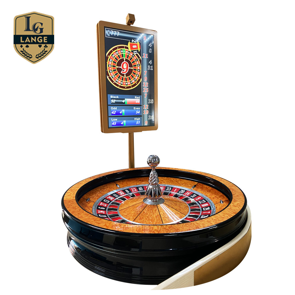 Lange Deluxe 32Inch Roulette Wheel Casino Roulette Table with Solid Wood Leg