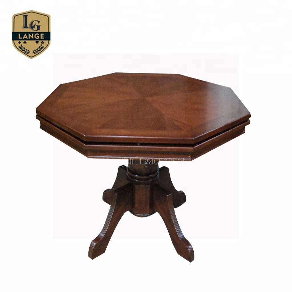 53 Inch Octagon Cheap Poker Table with Solid Wooden Table Leg and Wood Cover