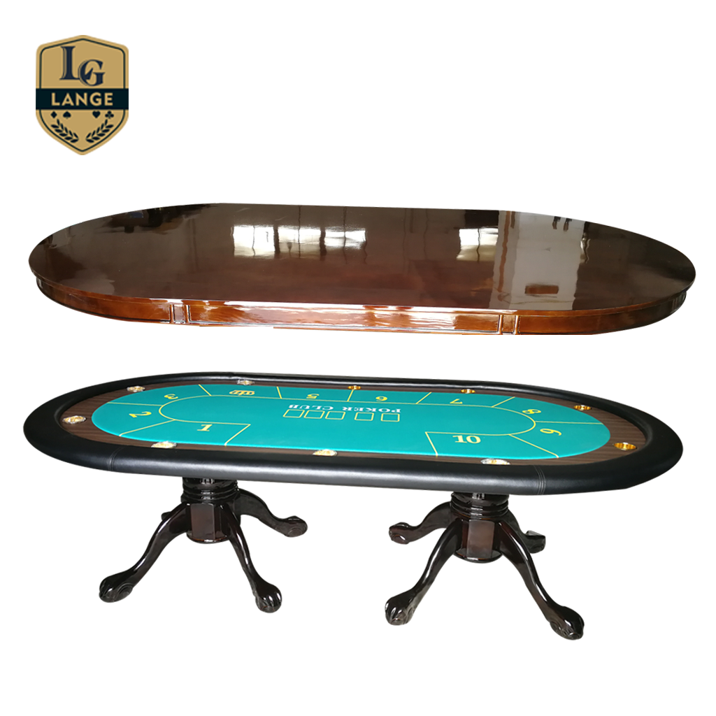 Square Poker Card Table New Poker Table 10 Player with Dealer Cover Wood Tiger Leg