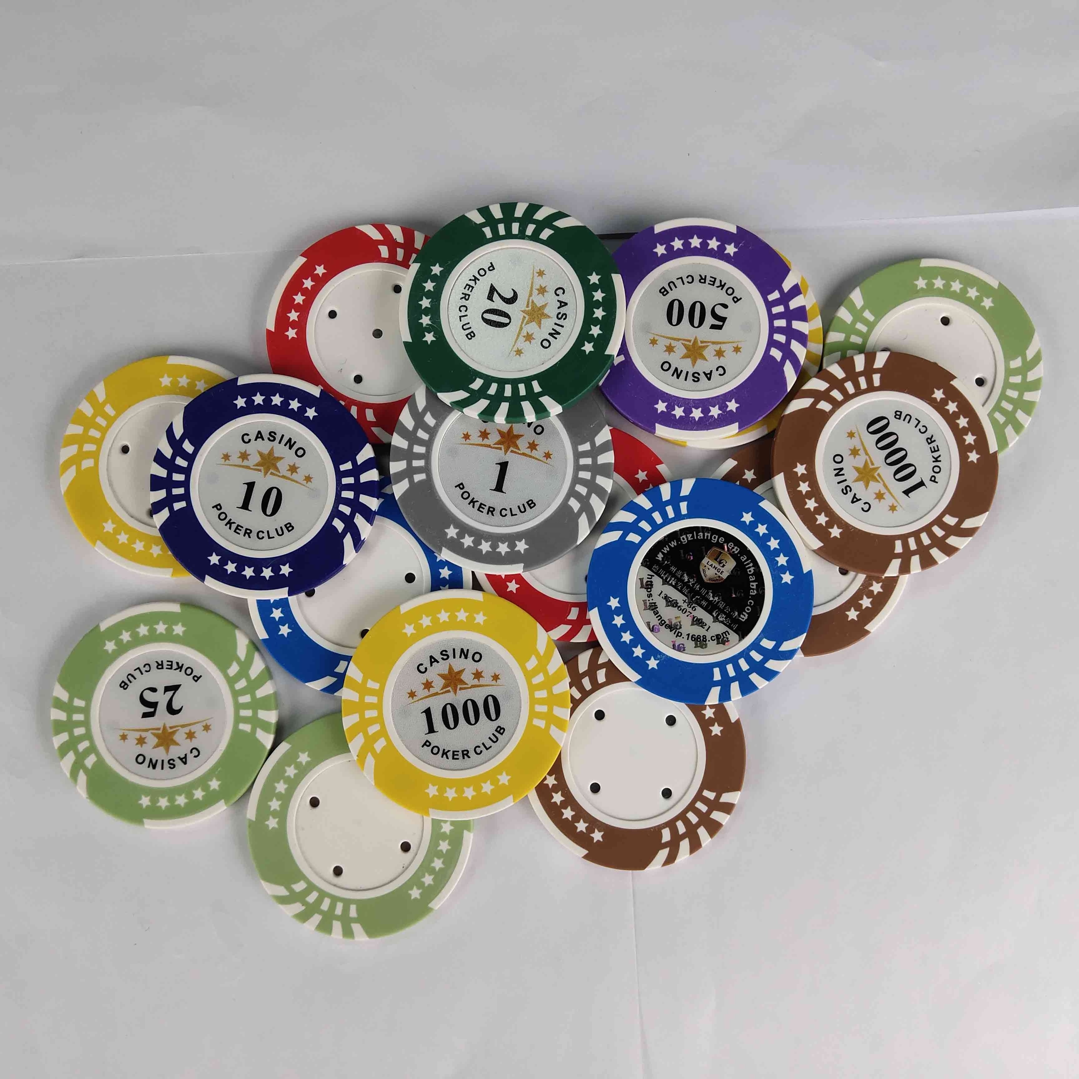 New Star Design Non Poker Chips With Custom Logo And Denomination With Metal Coin Insert