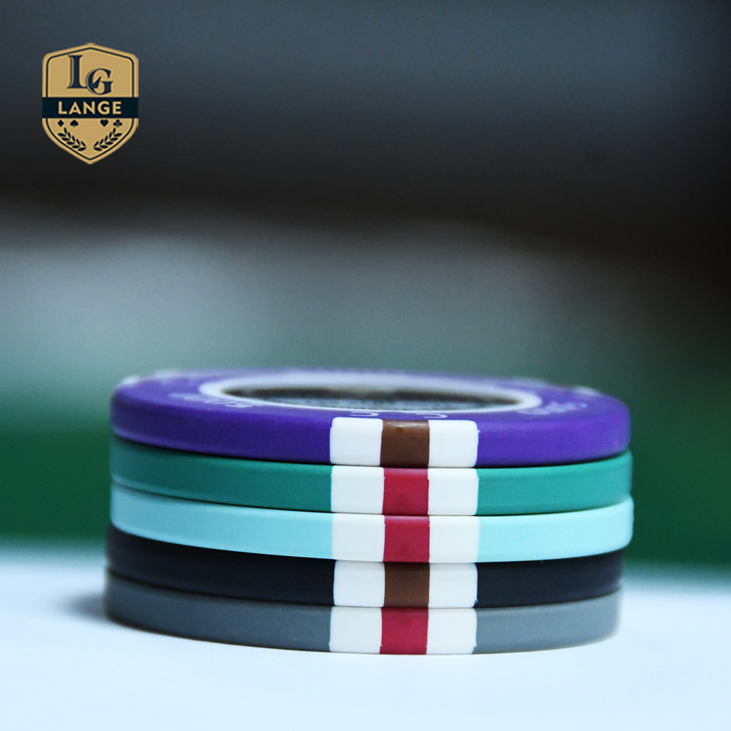 Lange Ceramic Magnetic Poker Chip Personalize Security Poker Chip with Golden Trim Sticker