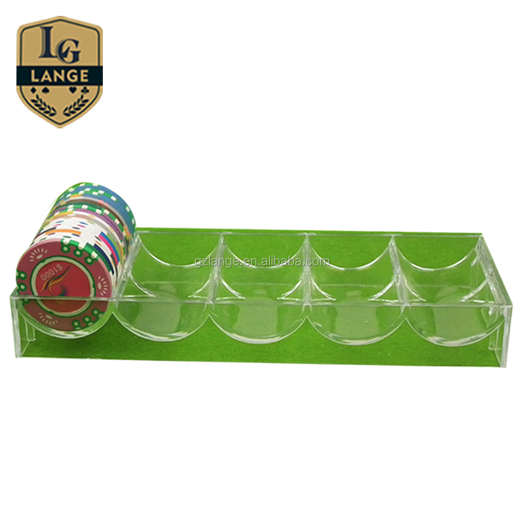 100pcs Capacity Acrylic Poker Chip Floats 40mm Casino Chip Tray with Cover