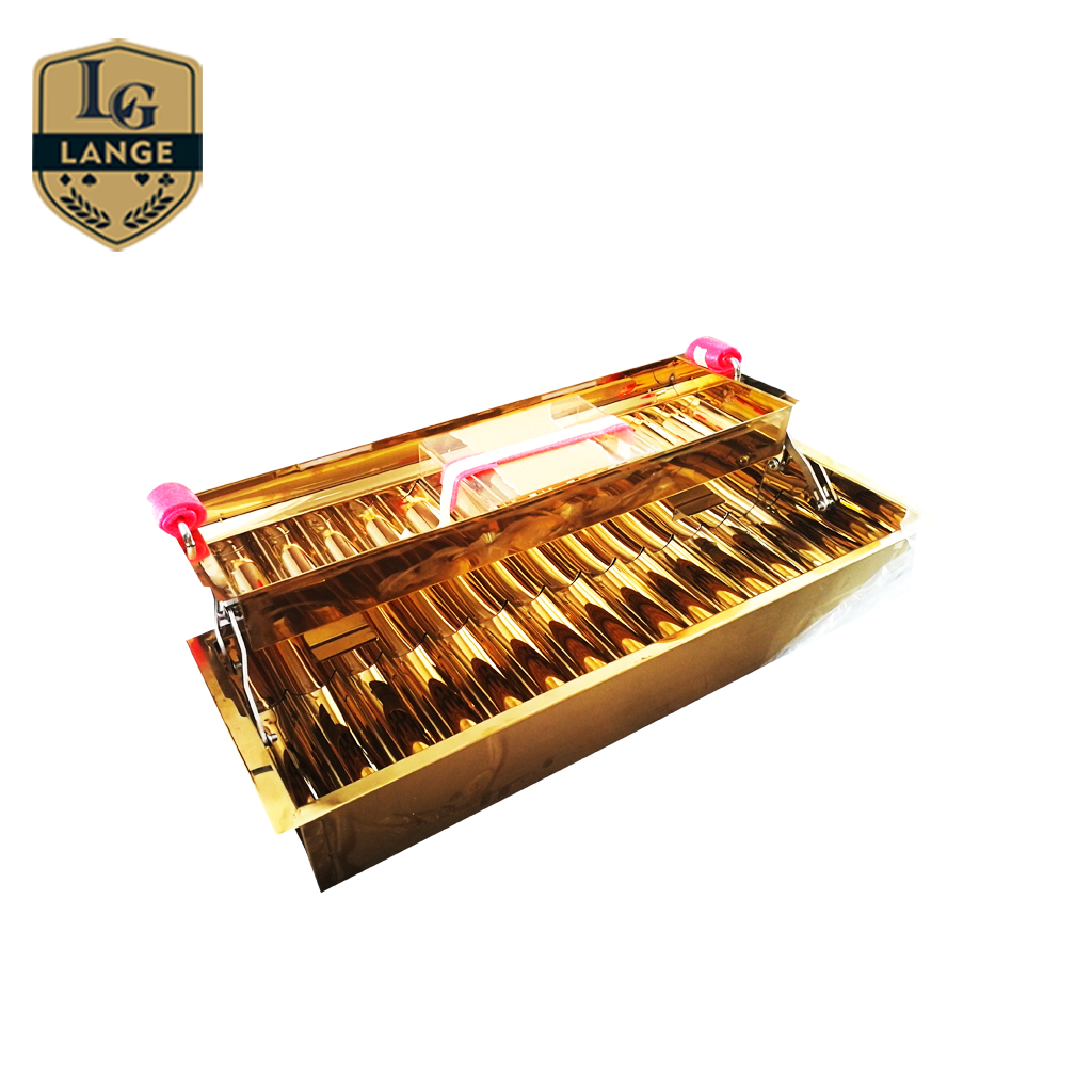 10 Rows Professional Golden Metal Casino Poker Chip Tray WIth Locking Cover