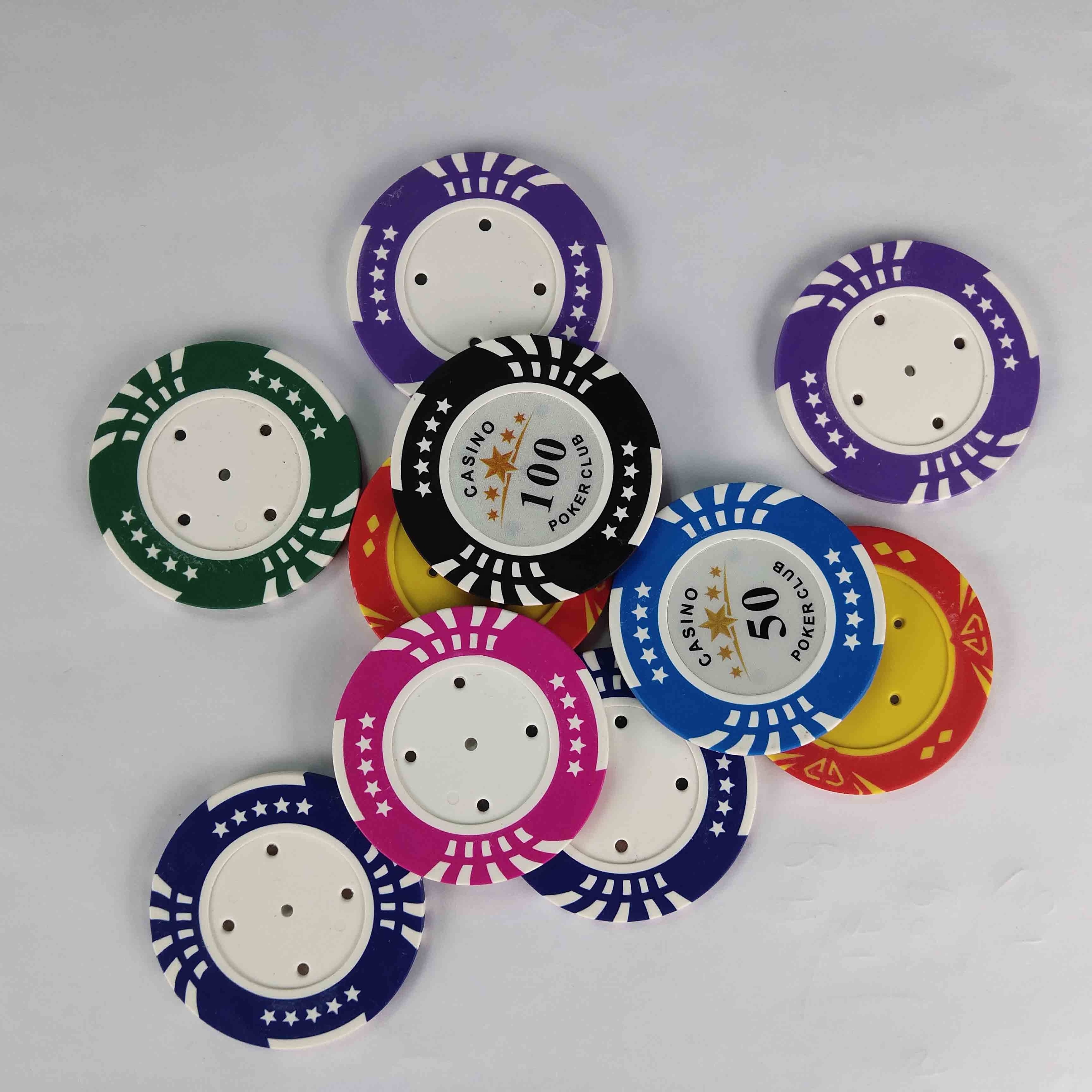 New Star Design Non Poker Chips With Custom Logo And Denomination With Metal Coin Insert