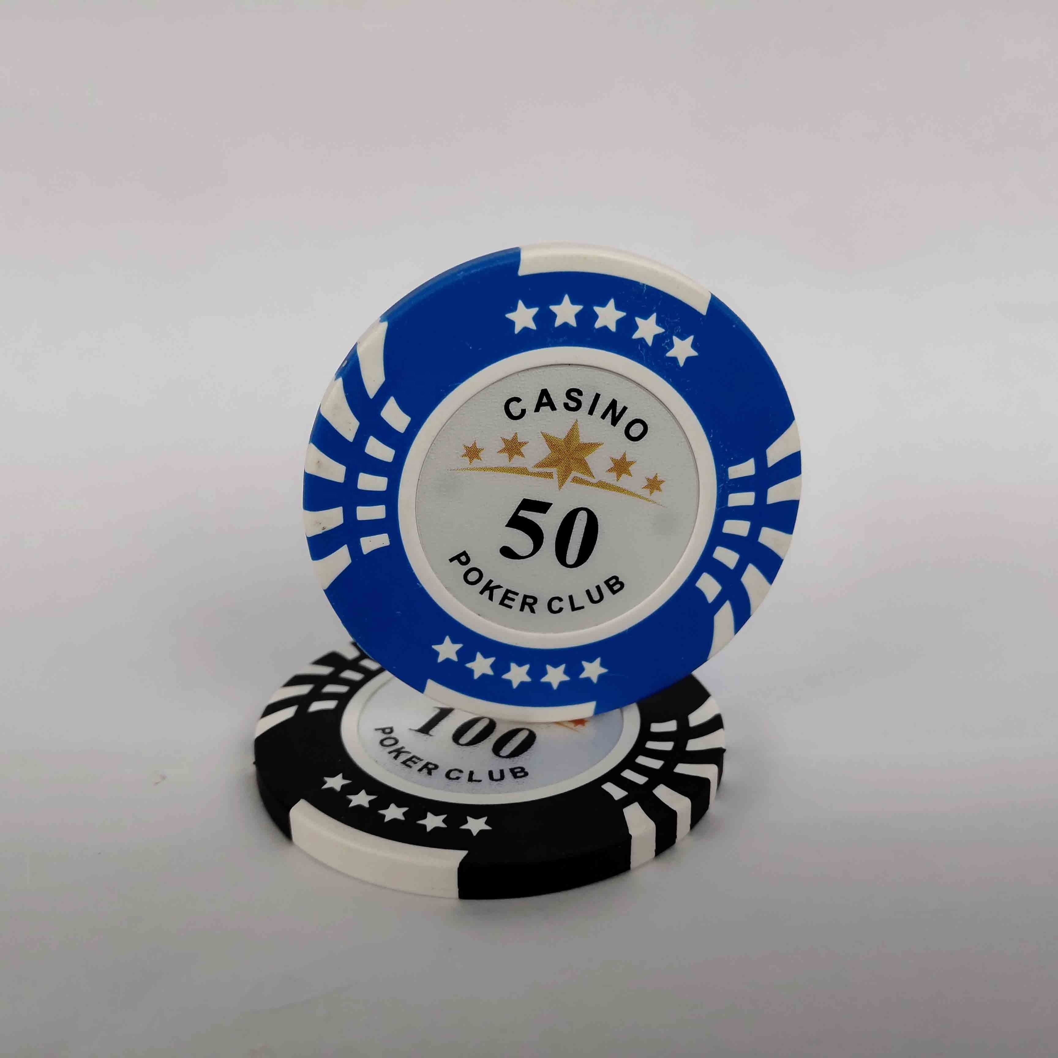 New Star Design Non Poker Chips With Custom Logo And Denomination With Metal Coin Insert