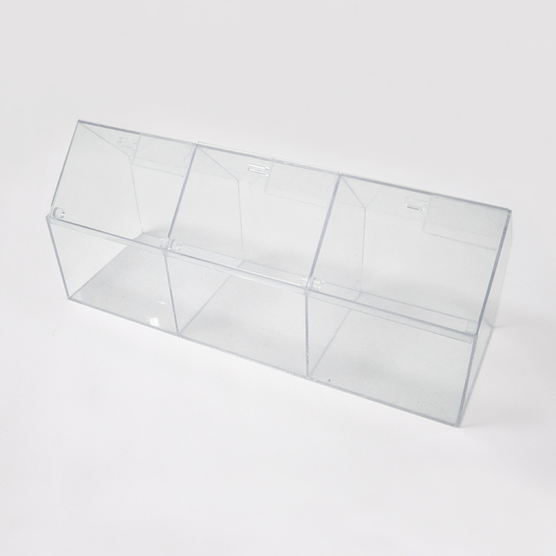 Clear merchandising material acrylic candy cookie display dispenser divided box food storage bin container with Price Tag Slot