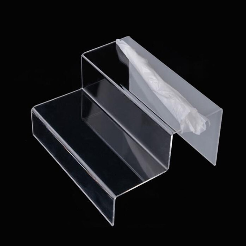 Custom size mutil tiers clear acrylic product display holder step cosmetics shoes doll display stand