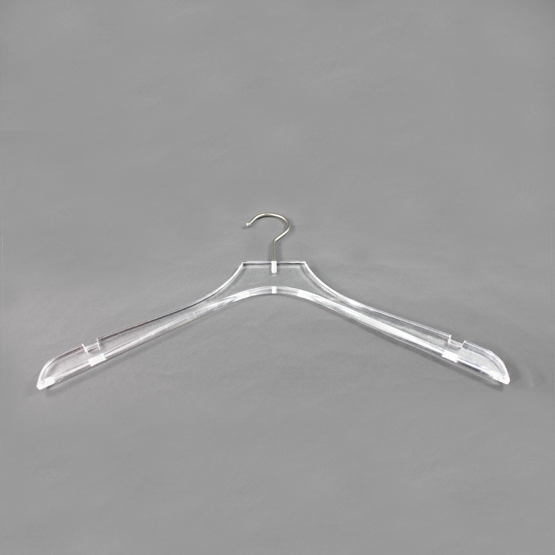 Custom size logo clear transparent acrylic clothes coat hangers display rack for home hotel garment shop wholesale