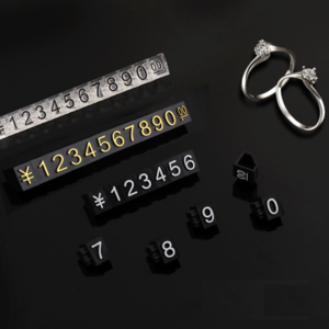 jewelry /watch/sunglass price tags display embossed numbers plastic price tag cubes display color white black clear