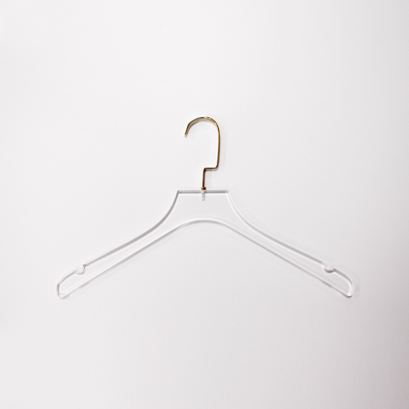 Custom clear acrylic coat skirt wedding dress hanger display hangers with wide hook for garment clothes stores logo printing