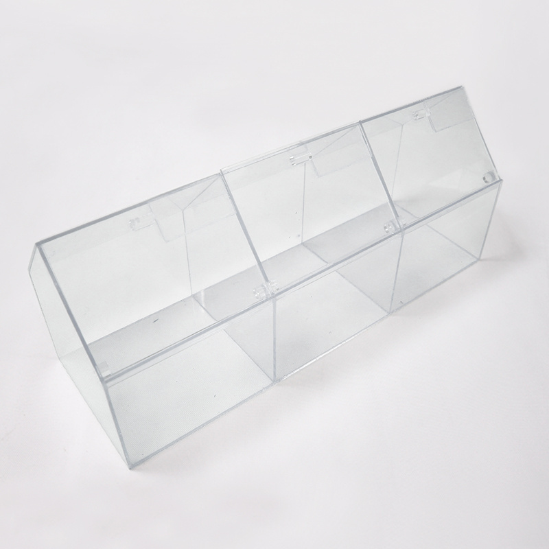 Clear merchandising material acrylic candy cookie display dispenser divided box food storage bin container with Price Tag Slot