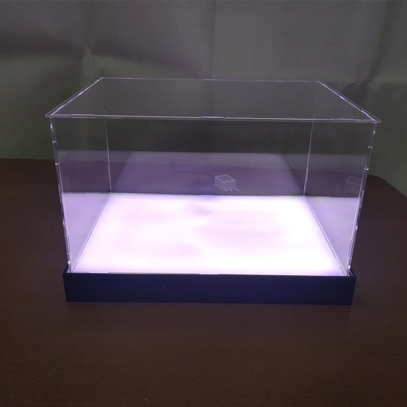 Custom made self-assembled acrylic makeup cosmetics display case sneaker shoes storage box led shadow box with LED lights