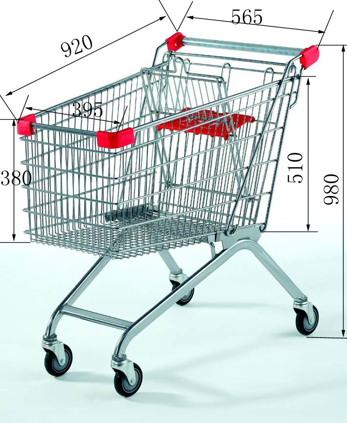 Metal steel chrome children seat shopping cart trolley 130L