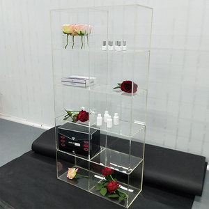 Custom made clear acrylic shop handbag wallet display shelf showcase cosmetic display rack doll toys display cabinet