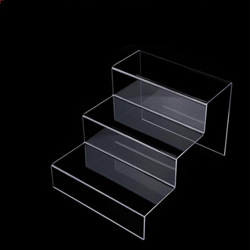 Custom size mutil tiers clear acrylic product display holder step cosmetics shoes doll display stand