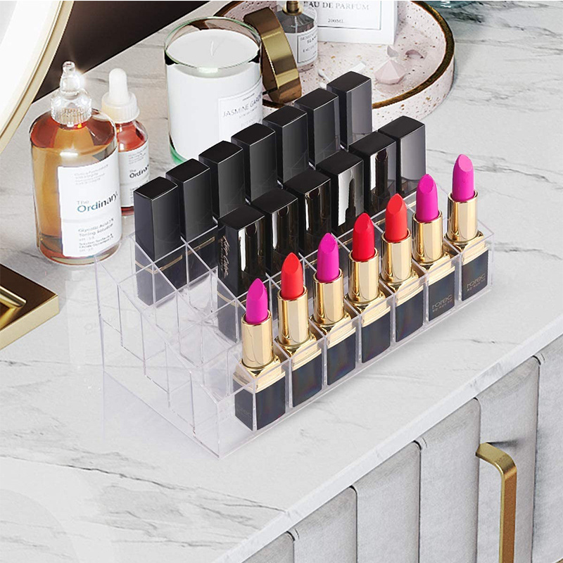 OEM/ODM 40 spaces clear acrylic nail polish bottles storage organizer lipsticks tube display rack brush cosmetics holder stand