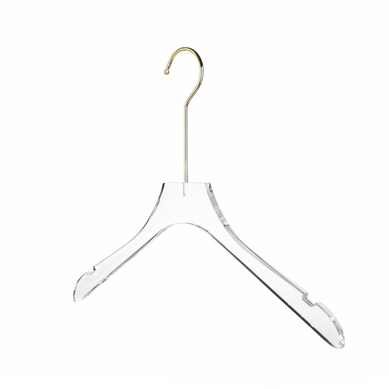 Custom size logo clear transparent acrylic clothes coat hangers display rack for home hotel garment shop wholesale