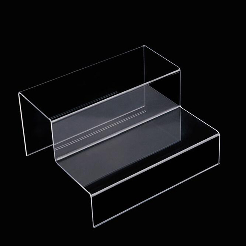 Custom size mutil tiers clear acrylic product display holder step cosmetics shoes doll display stand