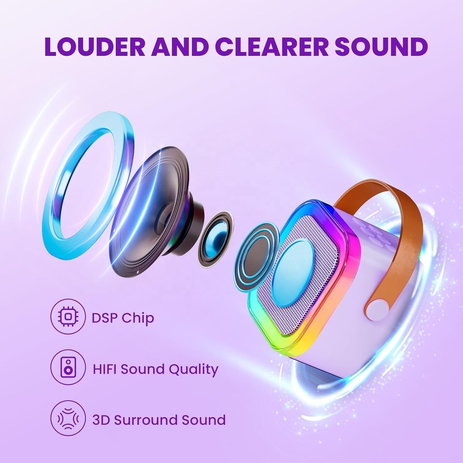 Mini Portable bluetooth music Karaoke audio sound box Speaker  Wireless Microphone LED Light Player system for dropshipping