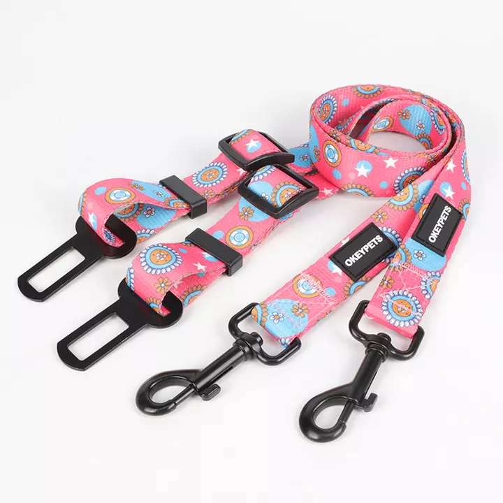 Durable Custom Design Pet Car Accessories Dog Leash With Car Safety Seat Belt Extender Adjustable Pet Dog Seat Belt